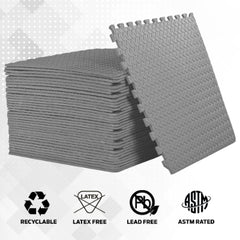 Soft Foam Interlocking Kids Floor Mat - Black & Grey, Extra Thick - 60x60x1.2cm