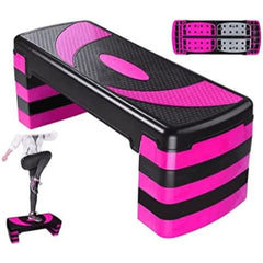 Ladies Pink Aerobic Stepper Adjustable Yoga Blocks Women Fitness Cardio Exercise