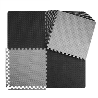 Soft Foam Interlocking Kids Floor Mat - Black & Grey, Extra Thick - 60x60x1.2cm