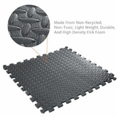 Soft Foam Interlocking Kids Floor Mat - Black & Grey, Extra Thick - 60x60x1.2cm