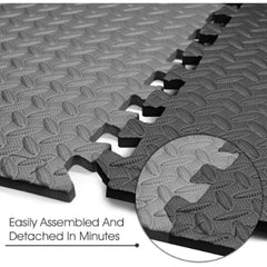 Soft Foam Interlocking Kids Floor Mat - Black & Grey, Extra Thick - 60x60x1.2cm