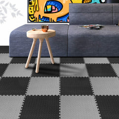 Soft Foam Interlocking Kids Floor Mat - Black & Grey, Extra Thick - 60x60x1.2cm
