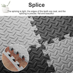 Soft Foam Interlocking Kids Floor Mat - Black & Grey, Extra Thick - 60x60x1.2cm