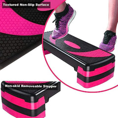 Ladies Pink Aerobic Stepper Adjustable Yoga Blocks Women Fitness Cardio Exercise