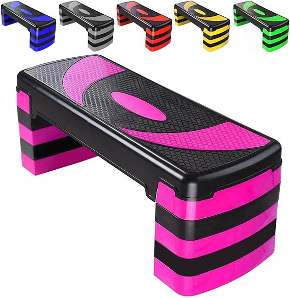 Ladies Pink Aerobic Stepper Adjustable Yoga Blocks Women Fitness Cardio Exercise