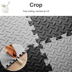 Soft Foam Interlocking Kids Floor Mat - Black & Grey, Extra Thick - 60x60x1.2cm