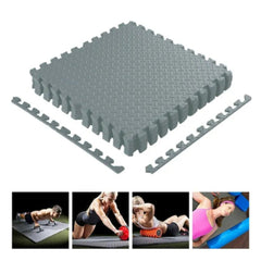 Soft Foam Interlocking Kids Floor Mat - Black & Grey, Extra Thick - 60x60x1.2cm