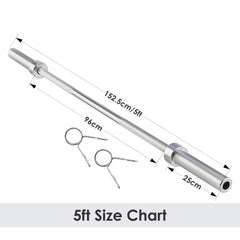 AJX 4ft 5ft Olympic Barbell Bar - Standard Weight Bar Weight Lifting Barbell for 2 Inch Weights Plates with Collars