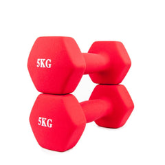 Neoprene Dumbbells 5kg in Red Blue and Pink Color