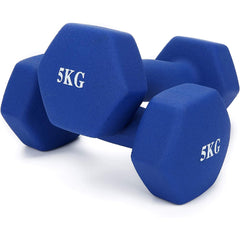 Neoprene Dumbbells 5kg in Red Blue and Pink Color